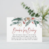 Winter Greenery Books For Baby Shower Card Informatiekaartje (Staand voorkant)