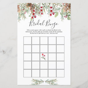 Winter Greenery Bridal Bingo Game Paper Blad