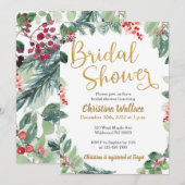 Winter Greenery Bridal Shower Invitations Kaart (Voorkant / Achterkant)
