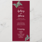 Winter Greenery Burgundy Wedding Programme Programma (Voorkant)