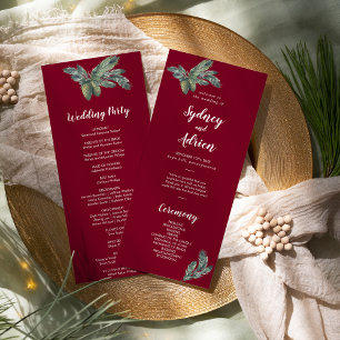Winter Greenery Burgundy Wedding Programme Programma
