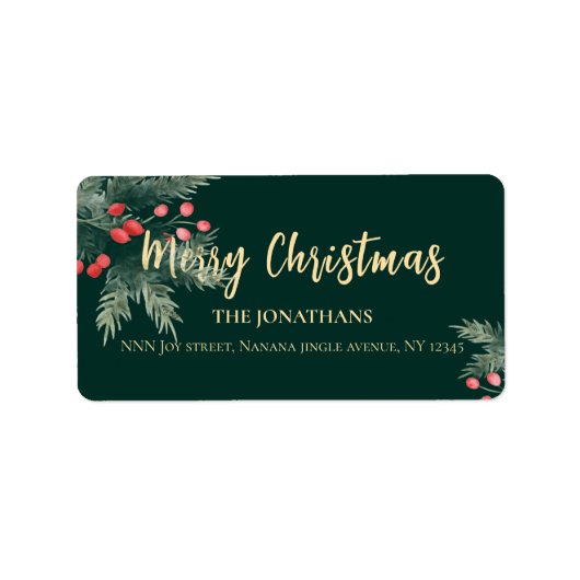 Winter Greenery Christmas Elegant Return Address Etiket (Voorkant)