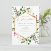 Winter Greenery Couples Shower Invitations (Debout devant)