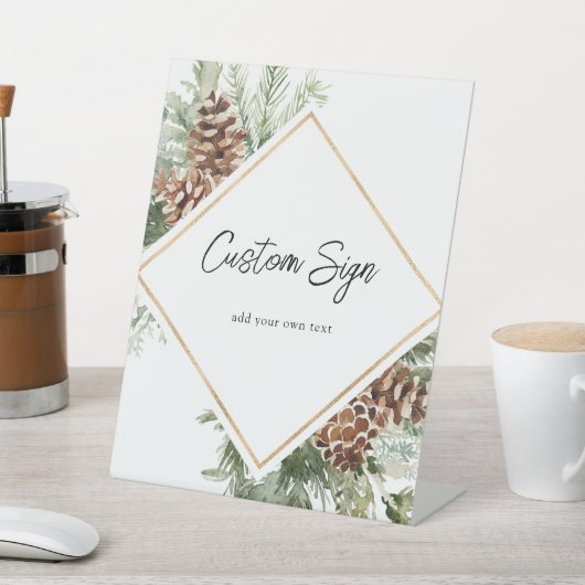 Winter Greenery Custom Text Pedestal Sign Reclamebord Met Voetstuk (Insitu)