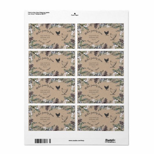 Winter  Greenery Egg Karton Label (Full Sheet)