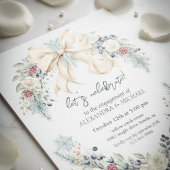 Winter Greenery Elegant Engagement Invitation