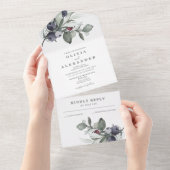 Winter Greenery en Berries trouwuitnodiging All In One Uitnodiging (Afscheurbaar)