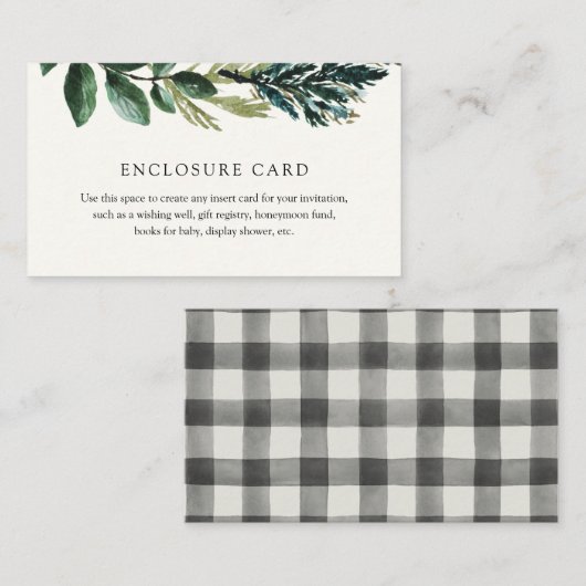 Winter Greenery en Black Plays Enclosure Card Informatiekaartje (Voorkant / Achterkant)