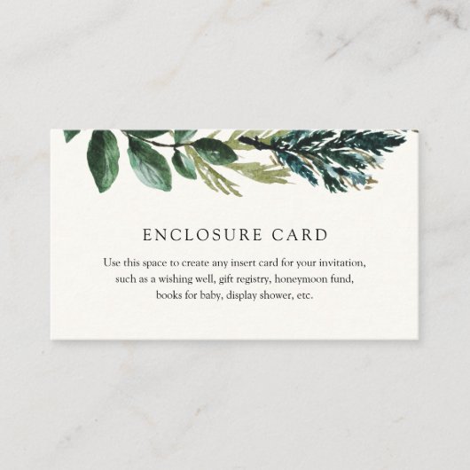 Winter Greenery en Black Plays Enclosure Card Informatiekaartje (Voorkant)