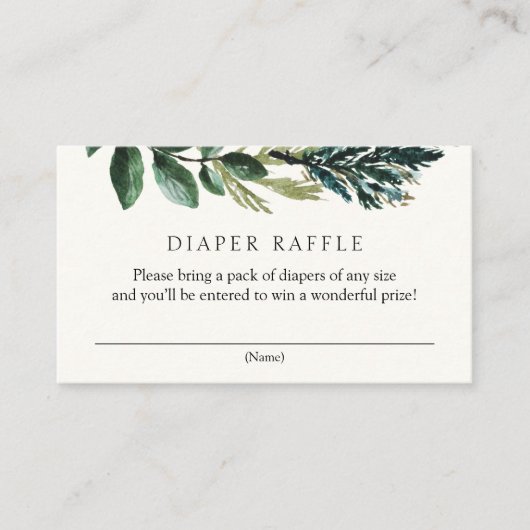 Winter Greenery en Pset Diaper Raffle Enclosure Informatiekaartje (Voorkant)