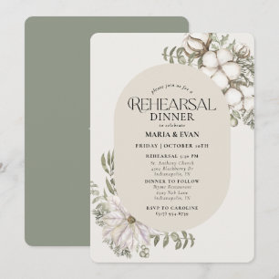 Winter Greenery Floral Oval Rehearsal Dinner Kaart