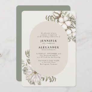 Winter Greenery Floral Oval RSVP QR Code Weddensch Kaart