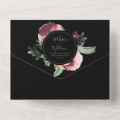 Winter Greenery Florals Black All In One Uitnodiging (Achterkant)