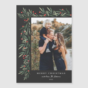 Winter Greenery Foto Kerstmis Magnetische Kaart