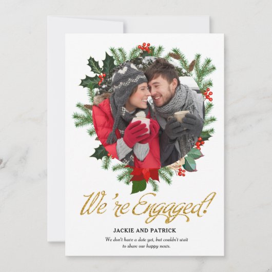 Winter Greenery Foto Verloving Aankondiging (Voorkant)