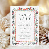 Winter Greenery Frame Santa Baby Shower Kaart