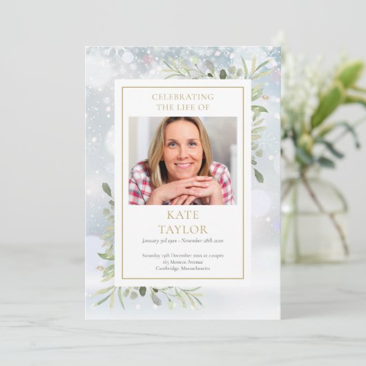 Winter Greenery Funeral Order of Service Programme Programma (Staand voorkant)