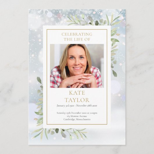Winter Greenery Funeral Order of Service Programme Programma (Voorkant)