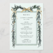 Winter Greenery Garland Wedding Mint Green Menu (Voorkant)