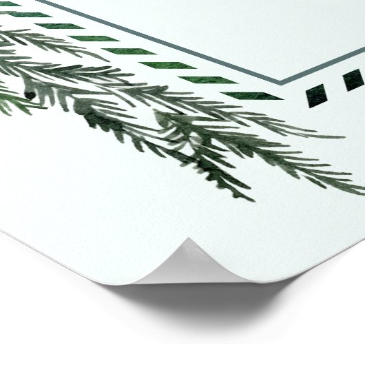 Winter Greenery Garland Wedding Welcome Mint Green Poster (Hoek)