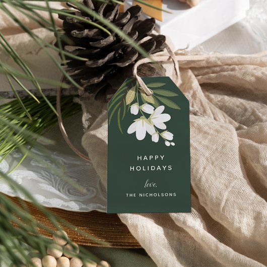 Winter Greenery Holiday Cadeaulabel