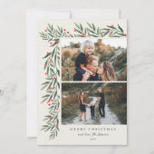 Winter Greenery Ivory 2 Foto Kerstmis Feestdagenkaart (Voorkant)