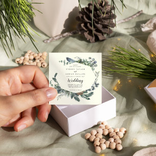 Winter Greenery   Ivory Informal Wedding Kaart