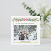 Winter Greenery kerstfotofeestkaart (Staand voorkant)