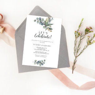 Winter Greenery Let's Celebrate Party Invitation Kaart
