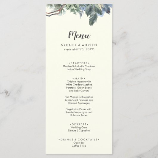 Winter Greenery | Menu Ivory Wedding Dinner (Voorkant)