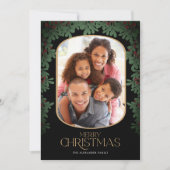 Winter Greenery Mistletoe Afgeronde Foto Kerstmis Feestdagenkaart (Voorkant)