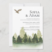 Winter Greenery Mountain Pine Trees Wedding Kaart (Voorkant)