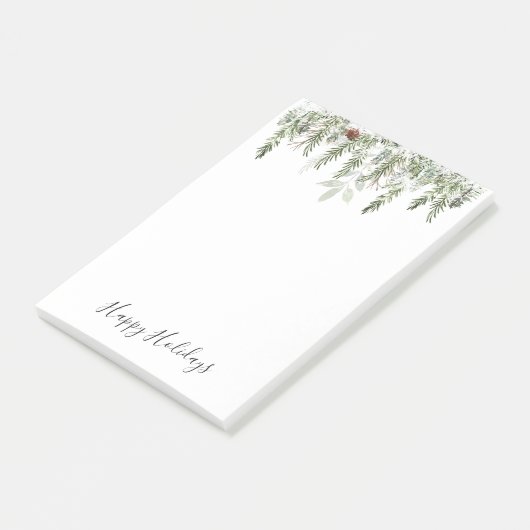 Winter Greenery Pine Cone Feestdagen Notes (Schuin)