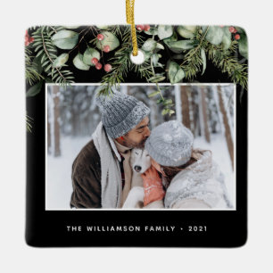 Winter Greenery   Pine en Berries 2 Fotovakantie Keramisch Ornament