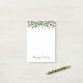 Winter Greenery Pine Red Berry Post-it Notes (Op bureau)
