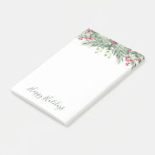 Winter Greenery Pine Red Berry Post-it Notes (Schuin)