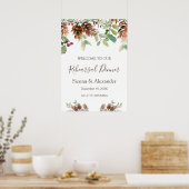 Winter Greenery Pine Rehearsal Dinner Welcome Sign Poster (Keuken)