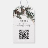 Winter Greenery QR Code Kerstmis Cadeaulabel (Voorkant)