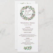 Winter Greenery Red Berry Wedding Menu (Voorkant / Achterkant)