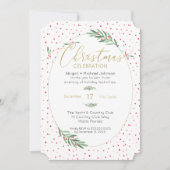 Winter Greenery Red Green Gold kerstparty Kaart (Voorkant)