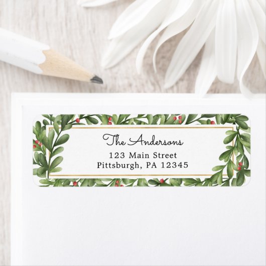 Winter Greenery Return Address Etiket (Insitu)