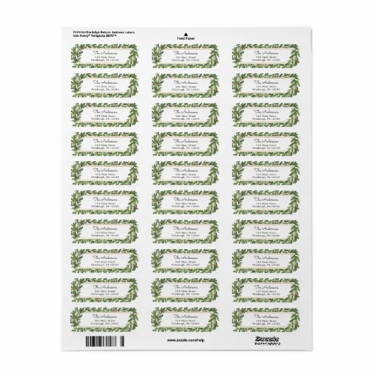 Winter Greenery Return Address Etiket (Full Sheet)