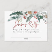 Winter Greenery Santa Baby Diaper Raffle Card Informatiekaartje (Voorkant)