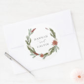 Winter Greenery Wedding Classic Round Sticker (Envelop)