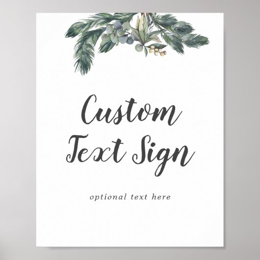 Winter Greenery Wedding Custom Text Sign Poster (Voorkant)