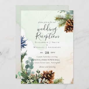 Winter Greenery Wedding RecEPING Evening Kaart