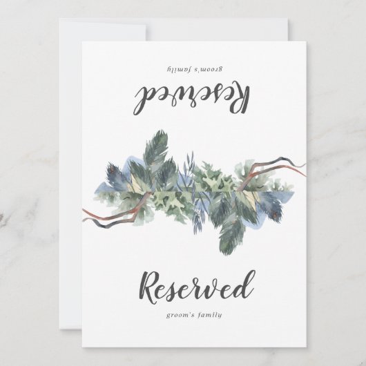 Winter Greenery Wedding Reserved Sign (Voorkant)