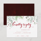 Winter Greenery Wedding RSVP Kaartje (Voorkant / Achterkant)