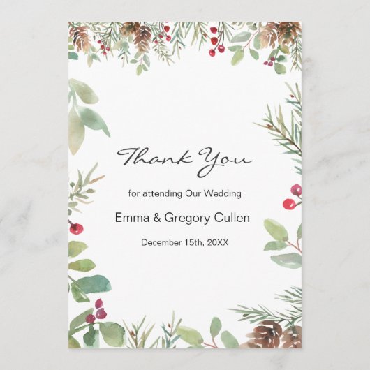 Winter Greenery Wedfeest Menu (Achterkant)