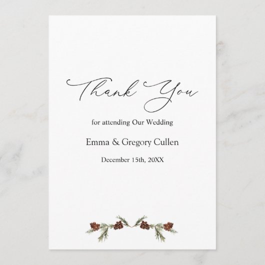 Winter Greenery Wedfeest Menu (Achterkant)